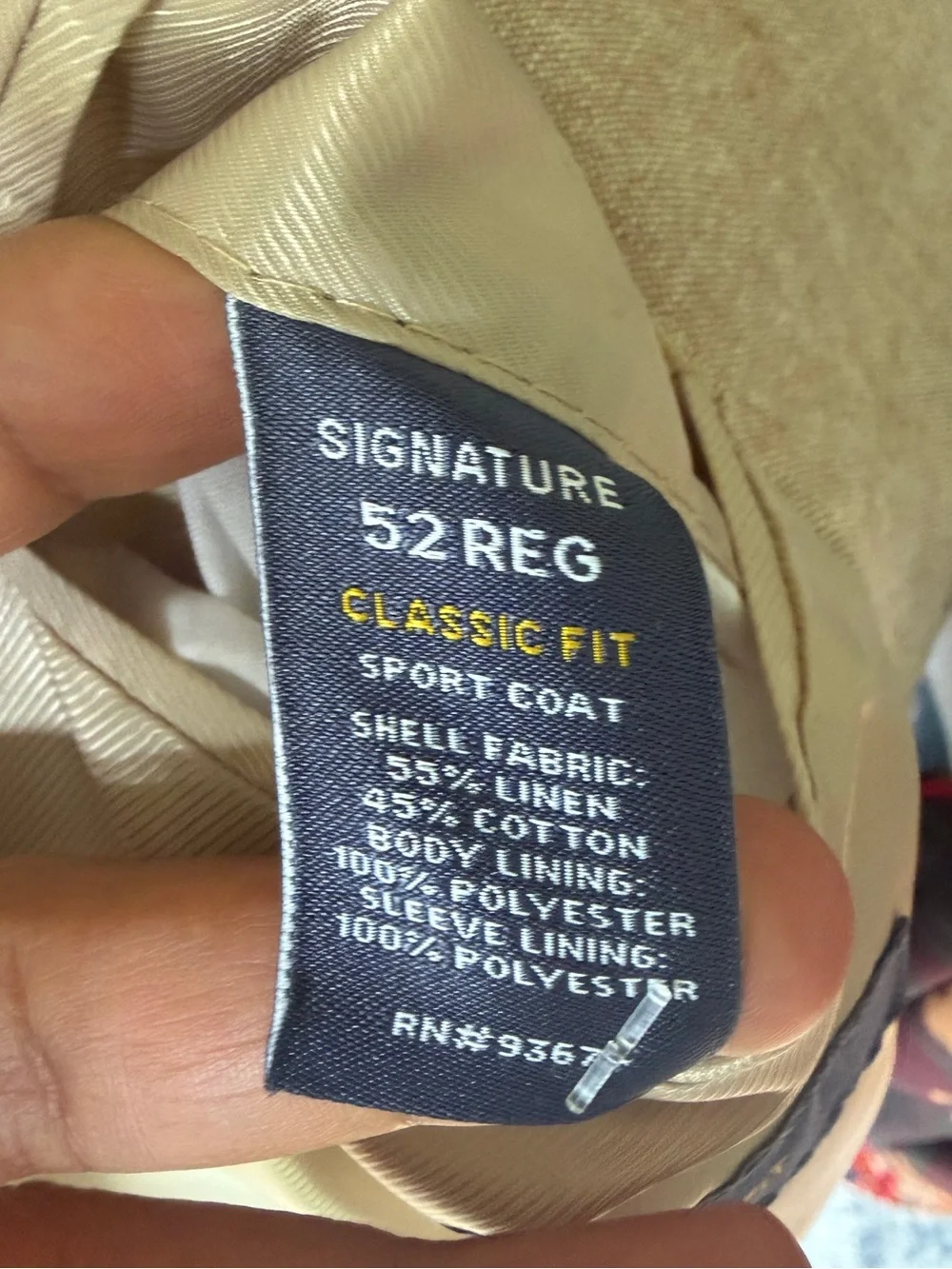 Stafford Men's Ivory Signature Linen Blend Tailored Blazer Jacket Size 52R